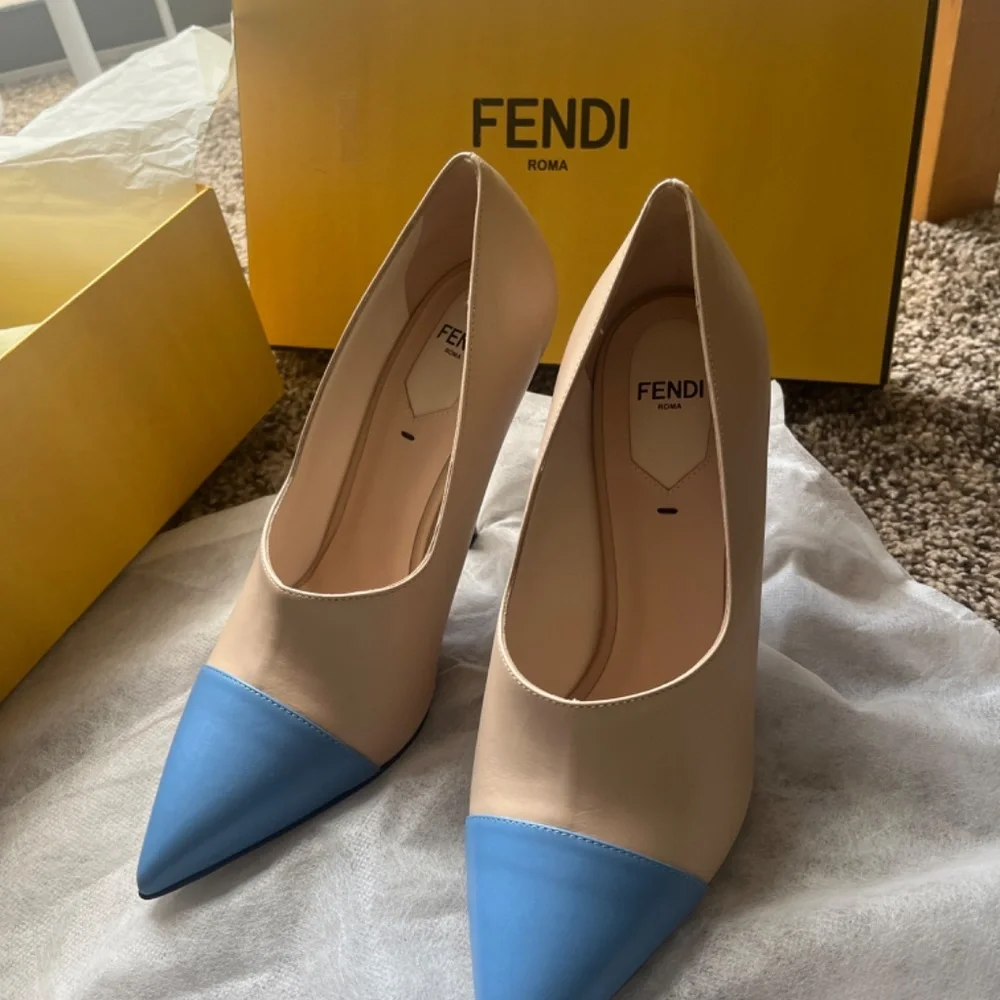 Authentic Fendi Leather multi colored Heels EU size 38, US size 7.5 - NWOT - Picture 1 of 11